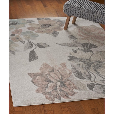 Homeroots 8 x 10 ft. Ivory Blooming Rose Area Rug 395884